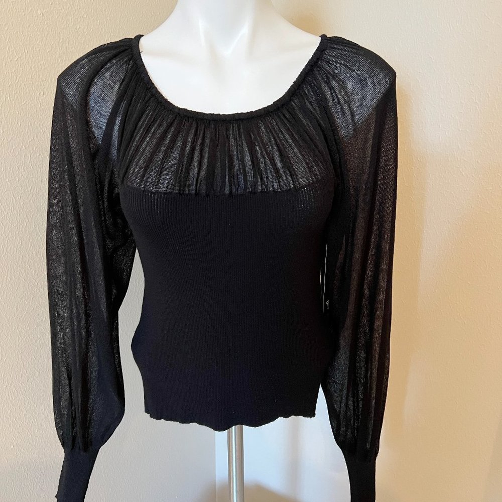 Be Black Shear Long Sleeve Knit Top - Size L